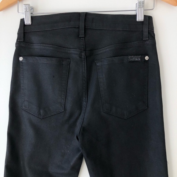 7 For All Mankind Zipper Black Coated Denim - Picture 10 of 12